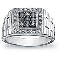 Sterling Silver Men's 3/4ct TDW Natural Grey and White Diamond Ring (H-I, I1-I2)