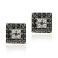 Sterling Silver 1/8ct TDW Black Diamond Square Stud Earrings