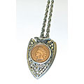 American Coin Treasures Indian Head Penny Silvertone Arrowhead Pendant