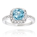Glitzy Rocks Sterling Silver 2 1/6 CTW Gemstone and Diamond Accent Square Ring