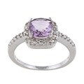 Glitzy Rocks Sterling Silver 1 5/8 CTW Amethyst and Diamond Accent Square Ring