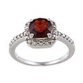 Glitzy Rocks Sterling Silver 2 CTW Garnet and Diamond Accent Square Ring