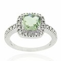 Glitzy Rocks Sterling Silver 1 5/8 CTW Green Amethyst and Diamond Accent Square Ring
