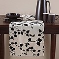 Flocked and Printed Leaves Black Table Runner