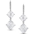 Sterling Silver White Topaz and Diamond Earrings