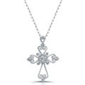 Sterling Silver 1/10ct TDW Diamond Cross Necklace (J, I2-I3)