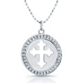 Sterling Silver 1/8ct TDW Diamond Open Cross Necklace (J, I2-I3)