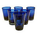 Set of 6 Hand-blown Glass 'Cobalt Angles' Drinking Glasses (Mexico)