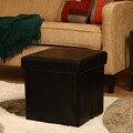 Ann Black Faux Leather Storage Ottoman