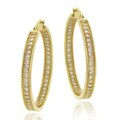 Icz Stonez 18k Gold over Sterling Silver Micro Pave Cubic Zirconia Hoop Earrings