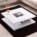 Helena White and Walnut 2-Leveled Coffee Table