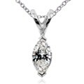 14k White Gold 1/4ct TDW Marquise Diamond Solitaire Necklace (H-I, I1-I2)