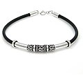 Sterling Silver and Rubber Bali Tribal Bracelet