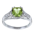10k White Gold Peridot and Diamond Accent Ring