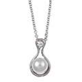 Sterling Silver Freshwater Pearl and Cubic Necklace (7-8 mm)