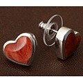 Sterling Silver Coral Heart Earrings (Thailand)