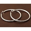 Sterling Silver Medium Carved Hoop Earrings (Thailand)