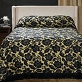 Victoria Black Floral Chenille Bedspread