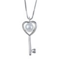 Sterling Silver Freshwater Pearl Key Necklace (7-8 mm)