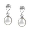 Sterling Silver Freshwater Pearl Dangle Earrings (8-9 mm)