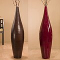 Handcrafted Red Bamboo Floor Vase and Branches