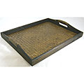 Teak Wood and Woven Rattan Serving Tray (Thailand)