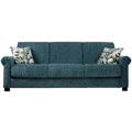 Rio Convert-a-Couch Federal Blue Chenille Rolled Arm Futon Sofa Sleeper