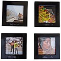 Set of 4 Wood and Glass 'Inner I' Coasters (India)