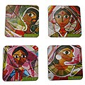 Set of 4 Cork and Laminate 'Viruoso' Coasters (India)