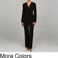 Sharagano Women's Ruffle Collar Pant Suit