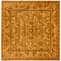 Handmade Antique Kasadan Olive Green Wool Rug (6' Square)