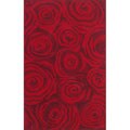 Handmade & Hand-carved Alexa Prive Red Rose Wool Rug (7'6 x 9'6)