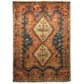 Persian Hand-knotted Peach/ Blue Hamadan Wool Rug (4'5 x 6'3)