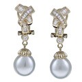 18k Yellow Gold South Sea Pearls and 4/5ct TDW Diamond Earrings (10 mm) (H-I,...