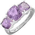 Sterling Silver Cushion-cut Amethyst Ring