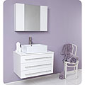 Fresca Modello White Bathroom Vanity with Marble Countertop