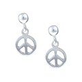 Sterling Essentials Sterling Silver Peace Sign Ball Stud and Dangle Earrings