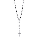 Sterling Essentials Sterling Silver 28-inch Black Crystal Rosary