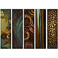 Set of 5 Argento Deep Rain Forest Wall Decor
