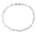Sterling Essentials Sterling Silver 10-inch Flat Heart Links Anklet