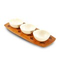 Mango Wood Floating Leaf Three-bowl Server Set (Thailand)