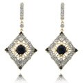 18k Gold over Sterling Silver Sapphire and 1/4ct TDW Diamond Earrings (I-J,I2-I3)