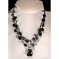 Free efficient roadmap for china Teacups Silvertone and Black Layered Jet and Obsidian Necklace (China)