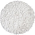 Handmade White Cotton Shag Rug (4'9 Round)