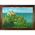 Monet 'Fishermans Cottage At Varengeville with Verona Cafe' Framed Canvas Art