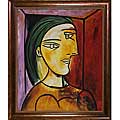 Picasso Paintings Marie Therese w/ Verona Cafe Coffee Brown Patina Finish Hand-painted Framed Canvas Art
