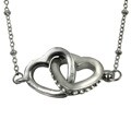 Silvertone Interlocking Heart Crystal Necklace