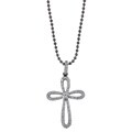 Black Sterling Silver 1/5ct TDW Diamond Cross Necklace (J, I2-I3)