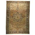 Hand-knotted Antique Persian Heriz Brown/Navy Wool Rug (12'11x 9'3)