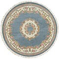 Hand-knotted Ava Blue Wool Rug (3' Round)